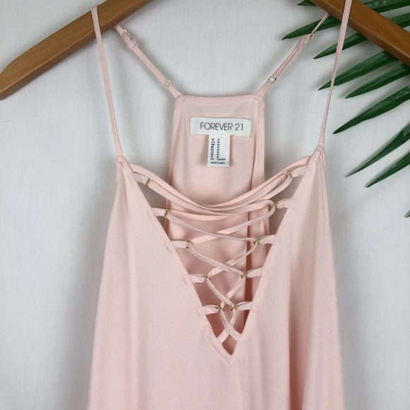 Forever 21 Pink Cami Criss Cross Detail Medium - Picture 3 of 4
